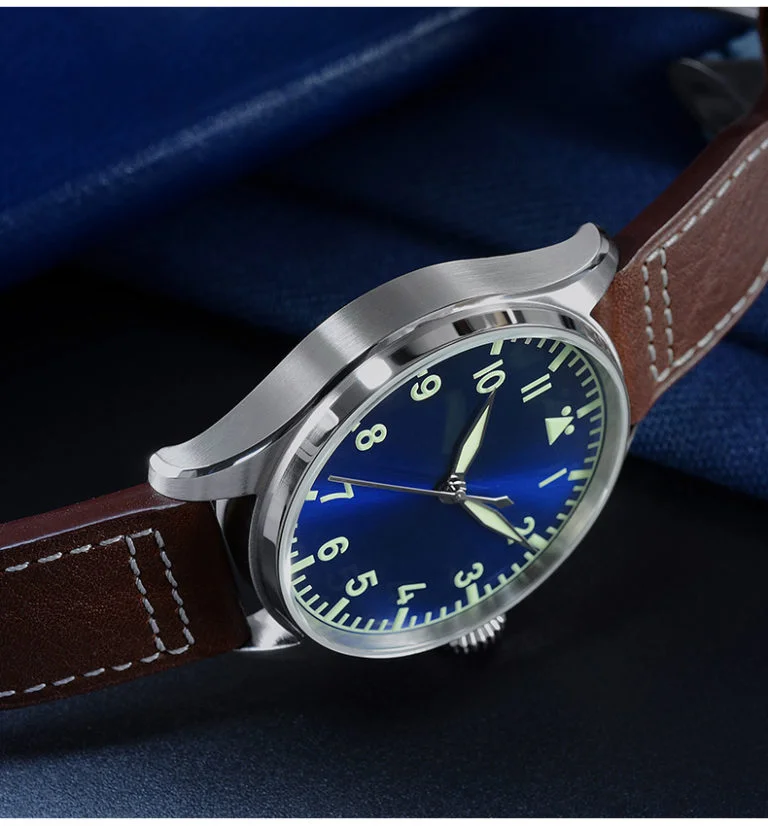 San Martin Pilot Watch Mechanical Watch With See-Through Caseback SN060-G