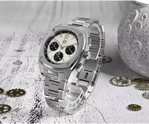 San Martin VK63 New SN026-G-JS 39.5mm Mens Sport Quartz Watch Stainless Steel Luxury Business Chronograph Waterproof Sapphire