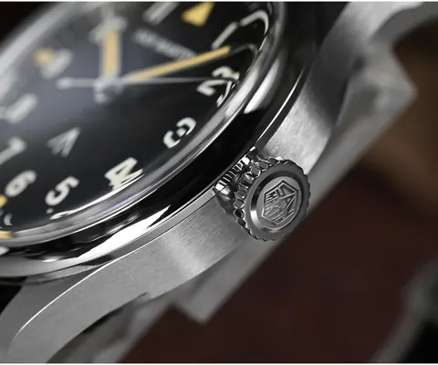 San Martin Watches 36MM Pilot Style Watch Nylon Strap with VH31 Mechaquartz Movement 10Bar SN0105-G-XB