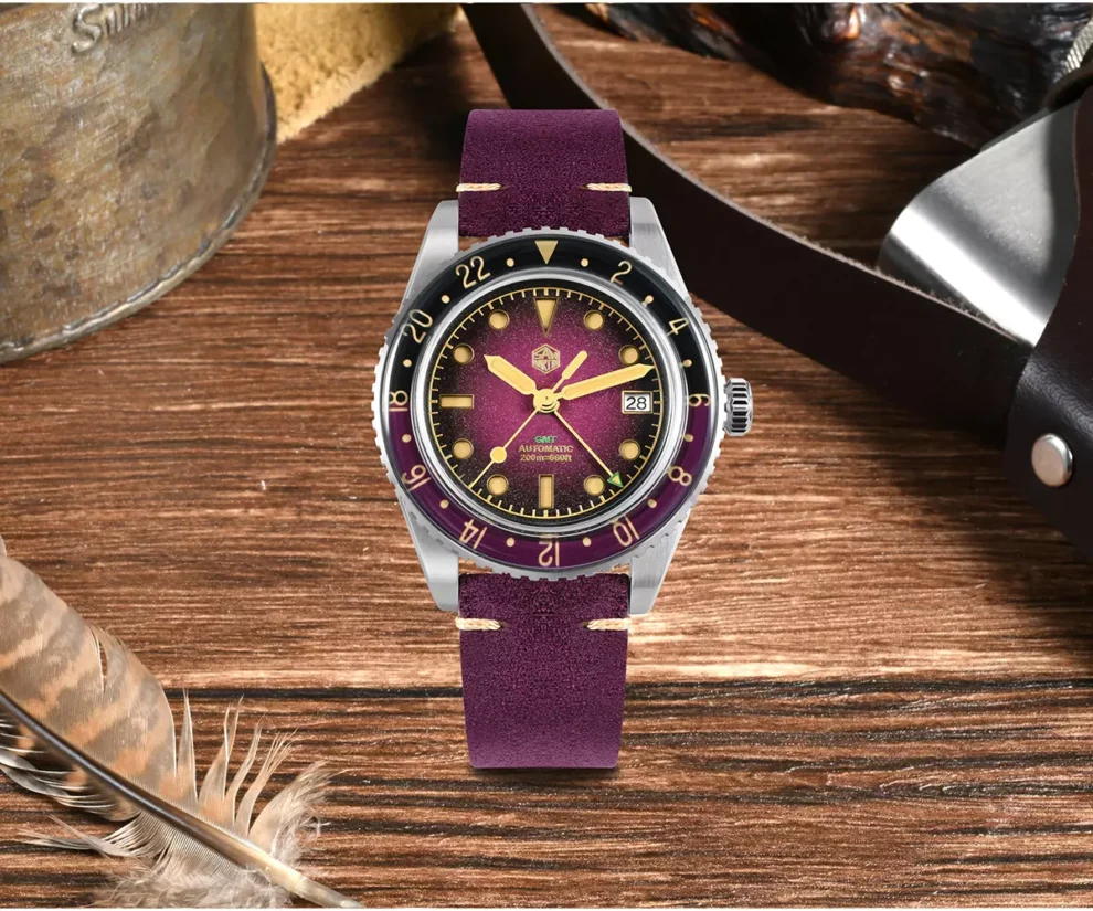 San Martin Watches New SN0134-G1 40mm NH34 Movement GMT Mechanical Watch C3 Lume Gradient Dial 200M Water Resistant
