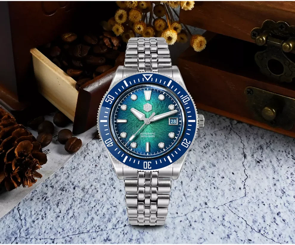 San Martin Watches New SN0148-G1 40mm Miyota 9015 Movement Mechanical Watch BGW-X1 Lume Gradient Dial Bar Hand 200M Water Resistant thumbnail 2
