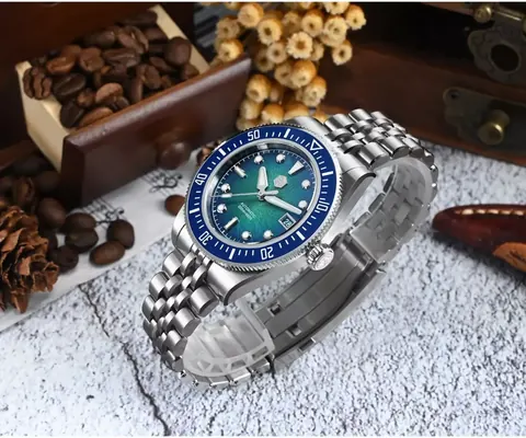 San Martin Watches New SN0148-G1 40mm Miyota 9015 Movement Mechanical Watch BGW-X1 Lume Gradient Dial Bar Hand 200M Water Resistant