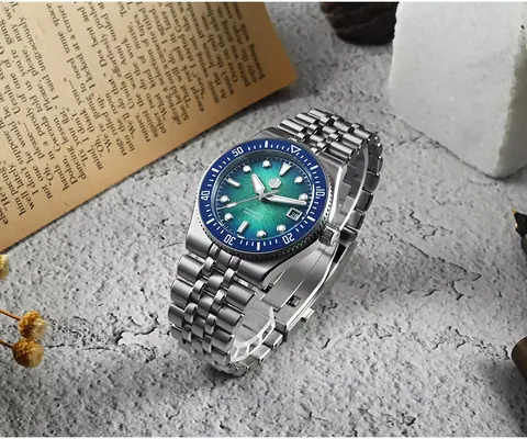 San Martin Watches New SN0148-GB 40mm Miyota 9015 Movement New Watch Case Mechanical Watch BGW-X1 Lume Gradient Dial Bar Hand 200M Water Resistant