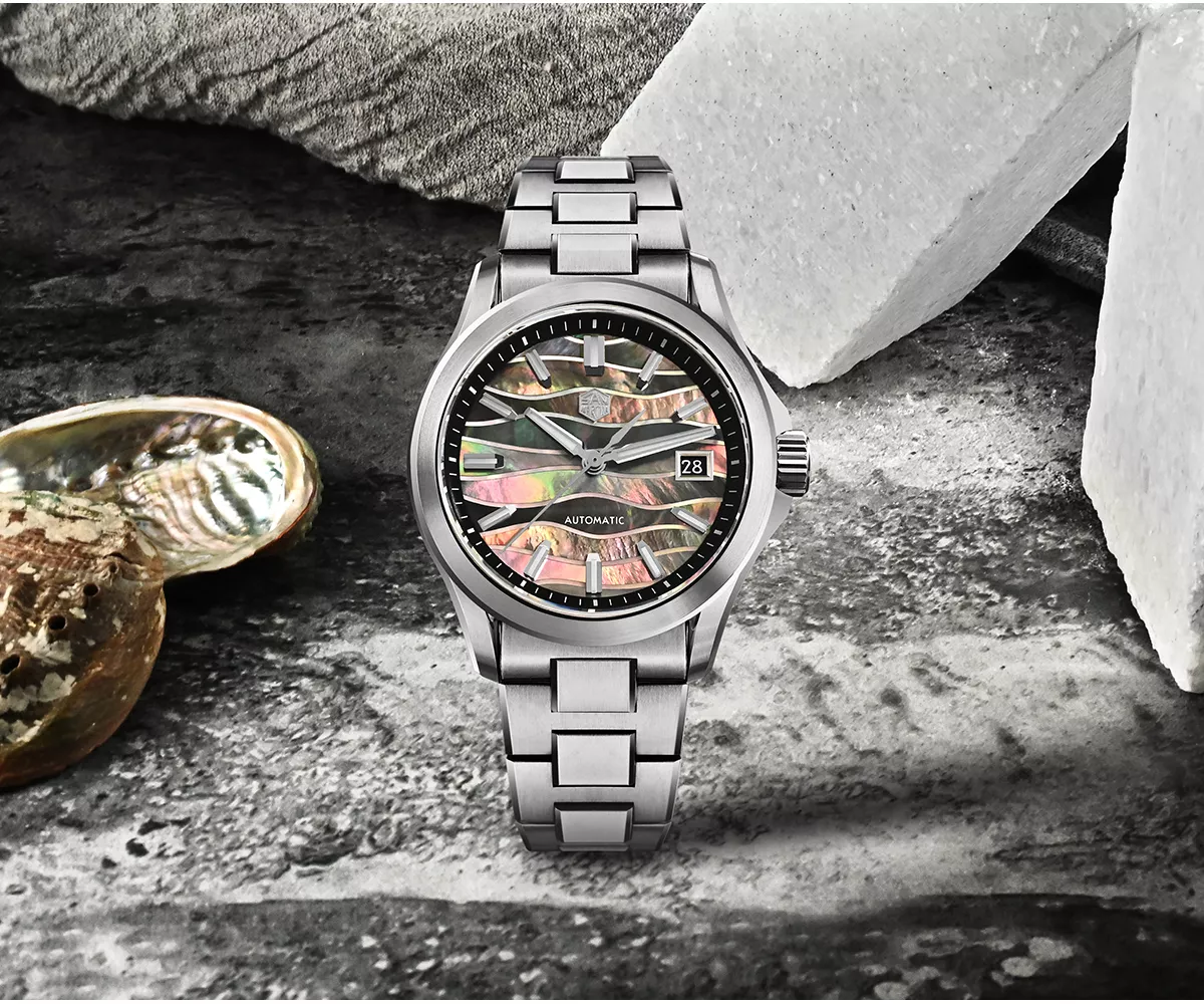 San Martin Watches New SN0150-G1 39mm Original Design Dive Watch Automatic Mechanical Miyota 9015 Waterproof 100m guillochÃ© texture MOP dial BGW-X1 Luminous thumbnail 2