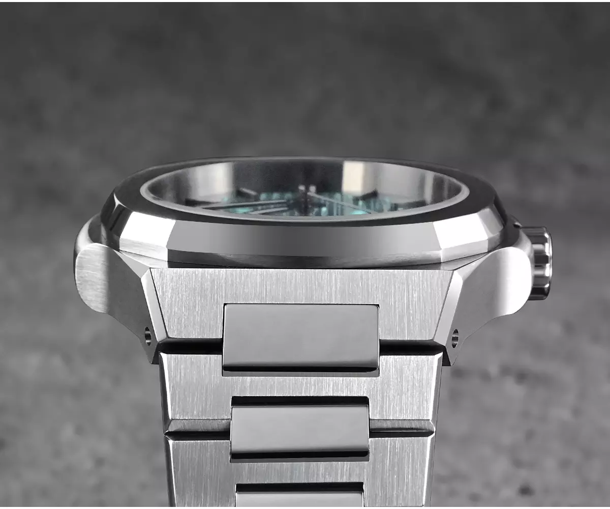 SAN MARTIN WATCHES New SN075-G-B2 43mm mechanical watch Multi-function 100 meters waterproof Miyota 9120 movement with waffle-pattern dial