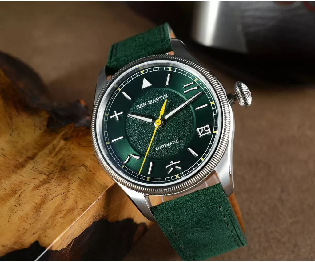 San Martin Watches SN033-C 39.5mm mechanical military pilot watch with coin edge bezel 100 meters waterproof YN55 movement