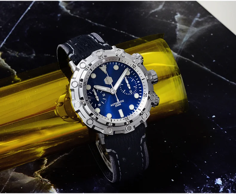 SAN MARTIN self-designed limited edition mechanical diving custom chronograph titanium watch SN0025-JS thumbnail 2