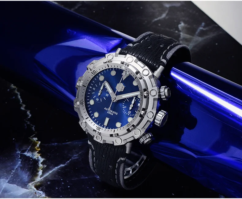 SAN MARTIN self-designed limited edition mechanical diving custom chronograph titanium watch SN0025-JS thumbnail 3