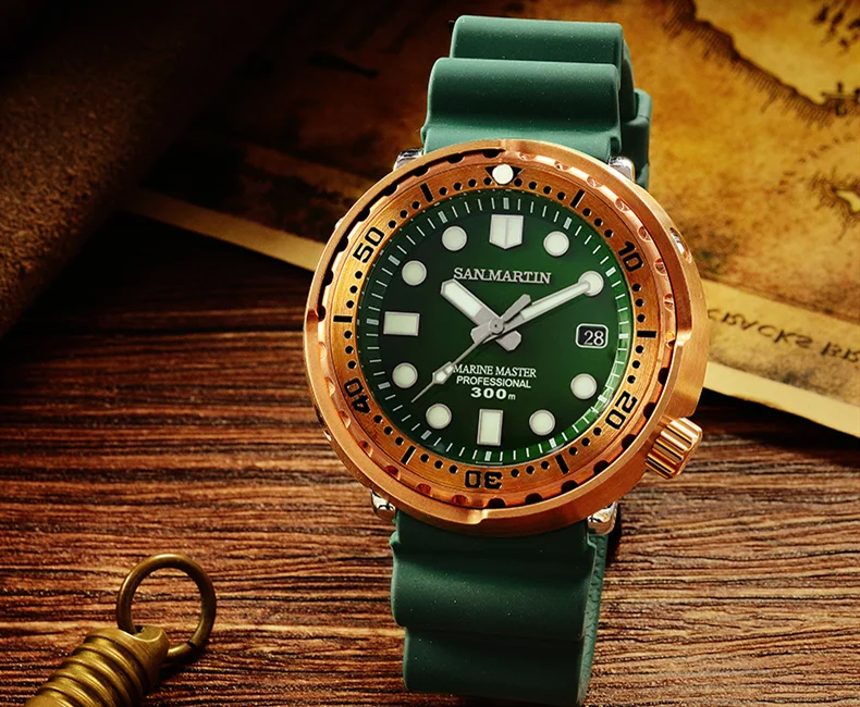 SAN MARTIN Mechanical Luminous BRONZE Diving Watch With DATE WINDOW SN003-Q thumbnail 3