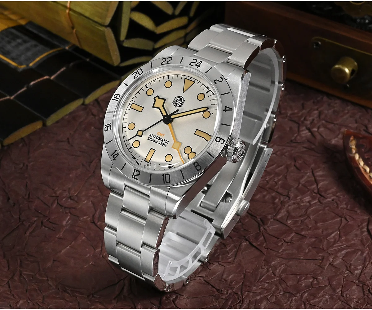 San Martin 39mm BB GMT Mechanical Watch 100M Water Resistant SN0054-G-GMT thumbnail 2