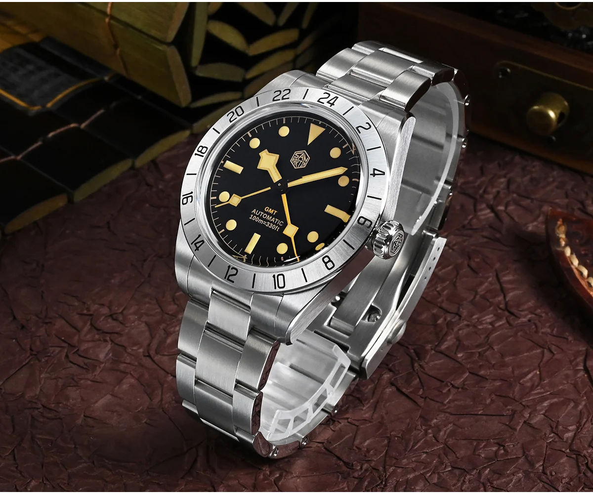 San Martin 39mm BB GMT Mechanical Watch 100M Water Resistant SN0054-G-GMT thumbnail 3