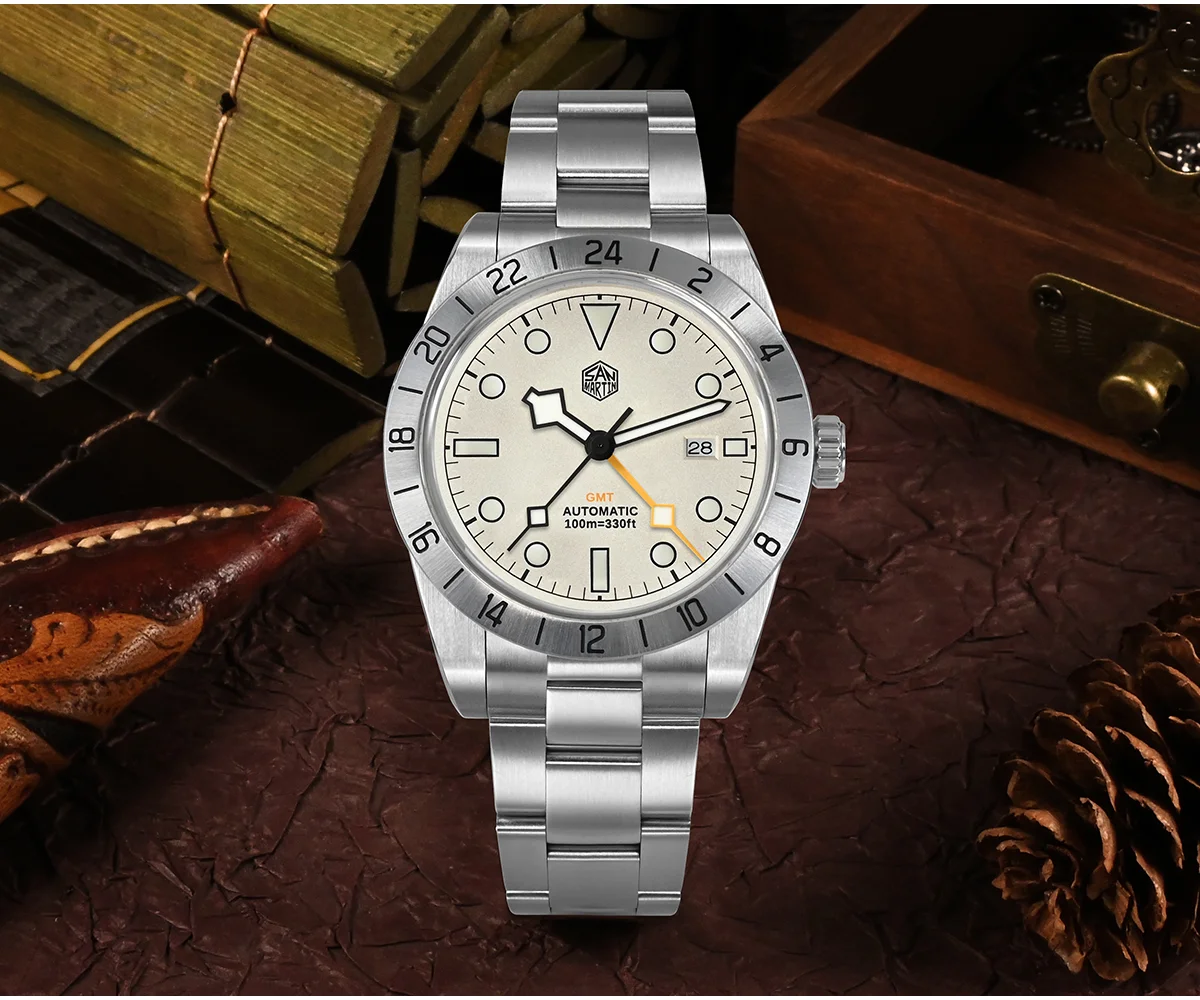 San Martin 39mm BB GMT Mechanical Watch 100M Water Resistant SN0054-G2-GMT New thumbnail 2