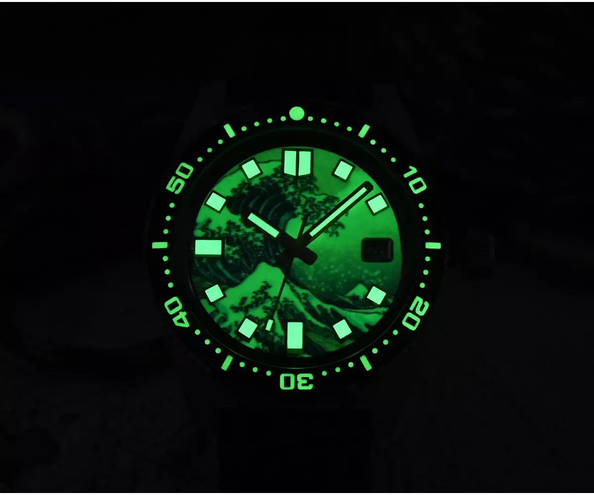 San Martin 40mm 62MAS Diver Kanagawa Surfing Dial NH35&NH36 Automatic Mechanical Date 20Bar Full Luminous FKM Rubber Strap SN007-G-V3 thumbnail 2