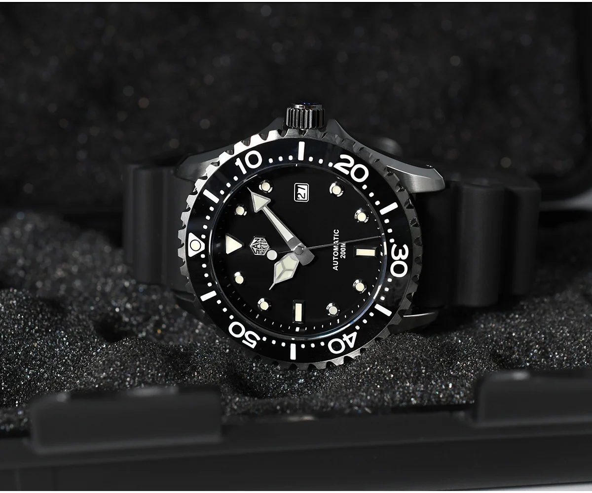 SAN MARTIN mechanical diving watch 200 meters waterproof SN009-G thumbnail 3