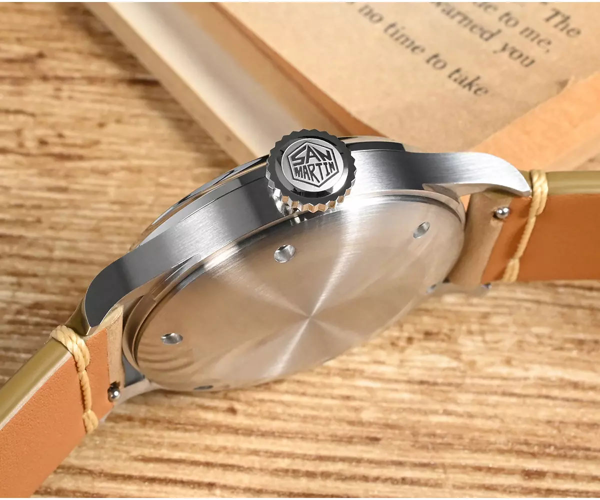 San Martin 38.5MM Pilot Style Watch Freckles Dial with NH35 movement 10Bar SN0105-G thumbnail 3