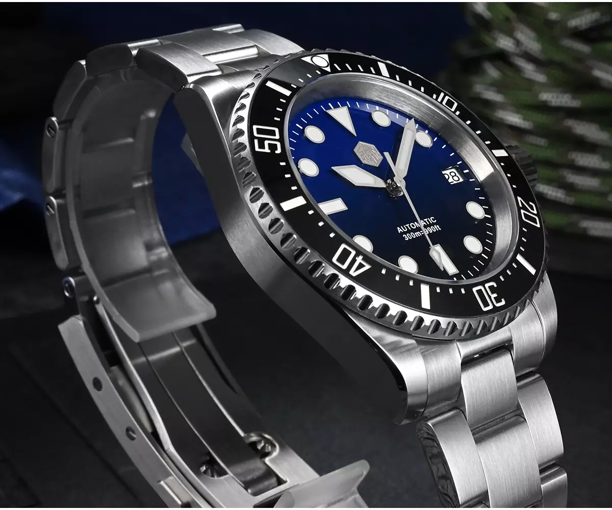 San Martin Watches New SN0111-G-A3 and A4 Men Diving Watch NH35 Automatic Mechanical Wristwatch Sapphire 30 Bar BGW9 blue lume Fly Adjustable Clasp thumbnail 2