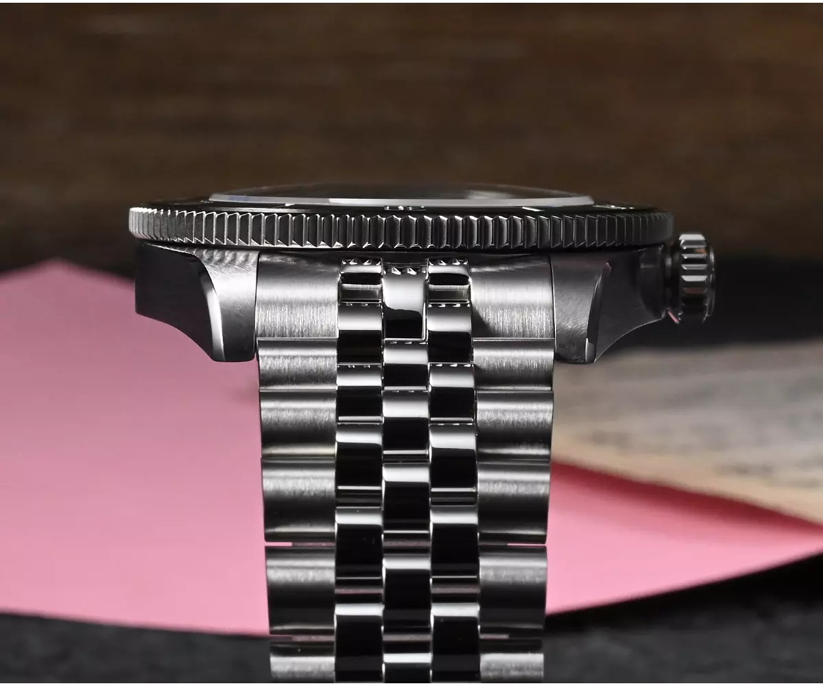 San Martin New SN0128-4 40mm NH35 BB Diver Watch snowflake hands Automatic Mechanical Sapphire black PINK dial thumbnail 3