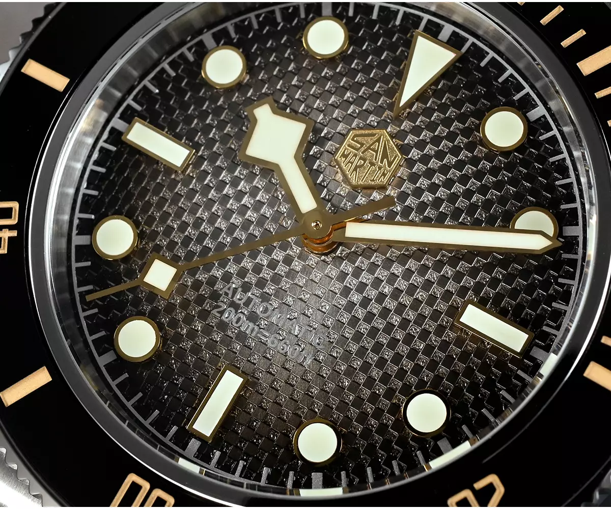 San Martin New SN0128-B NH35 40mm BB Diver Watch snowflake hands Automatic Mechanical Sapphire black brown/gray gradient grid dial thumbnail 3