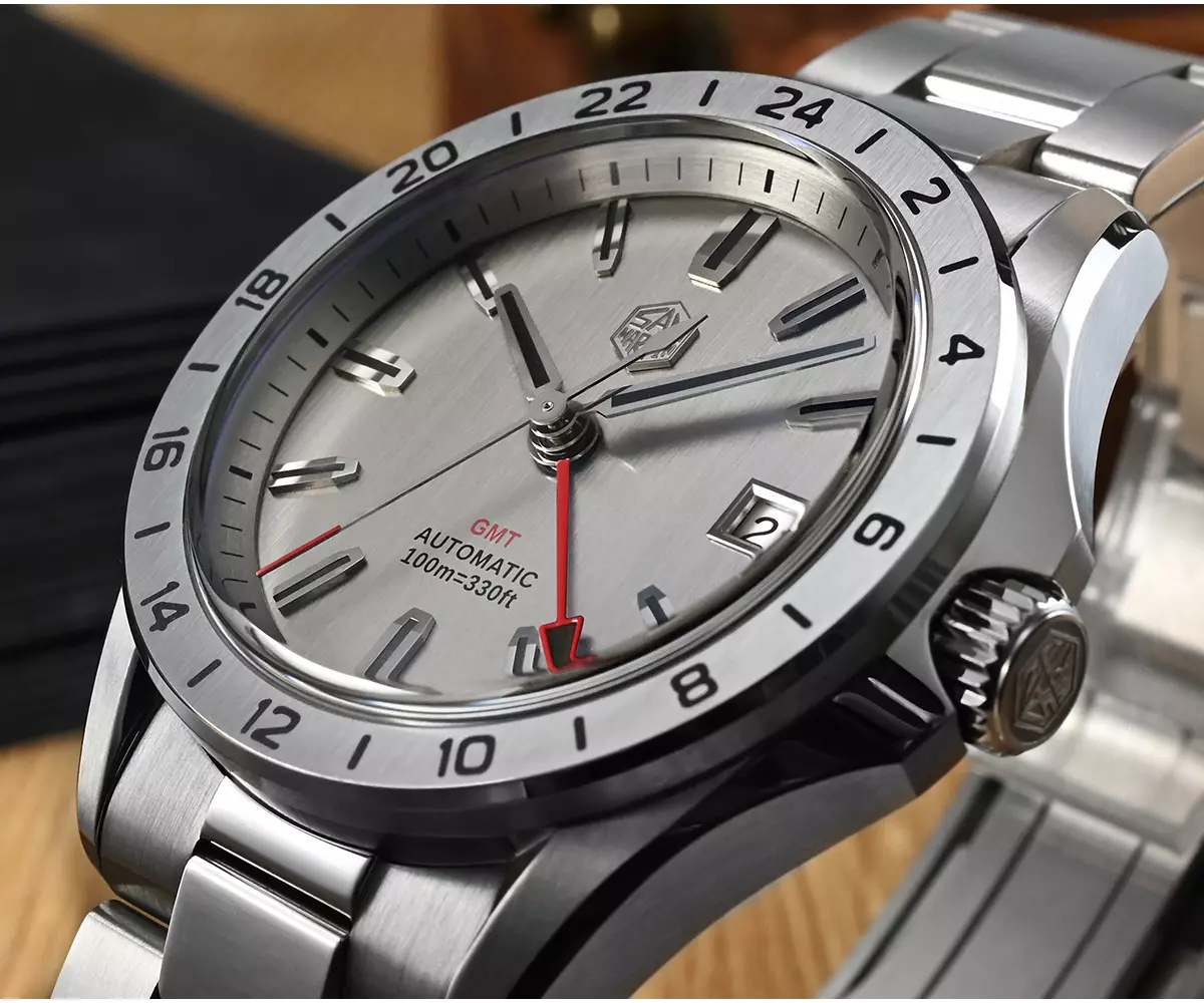 San Martin New SN0129-G-3 NH34 39mm Mens Business Dress GMT Watch Automatic Mechanical Watch Date Windows Waterproof 100m Luminous thumbnail 3