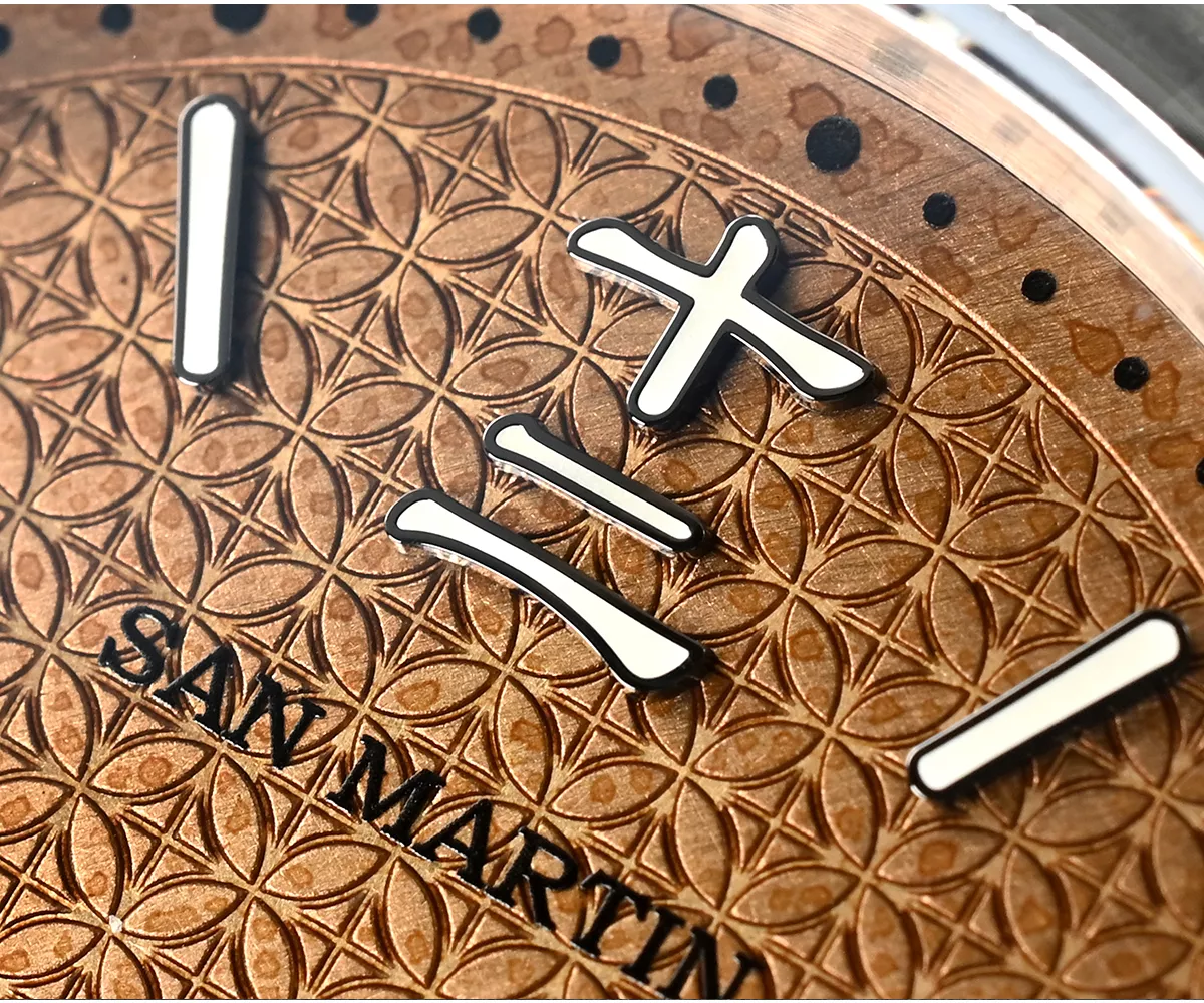 San Martin New SN0144-CG2 39mm Luxury Mens Business Dress Watch 90S5 Automatic Mechanical Waterproof 100m Luminous Coin Pattern Dial thumbnail 2