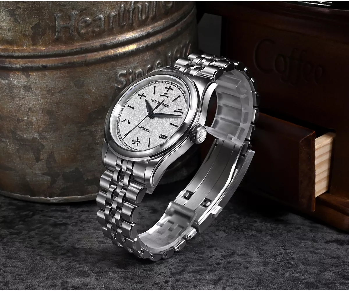 San Martin New SN0144-CG5 39mm Luxury Mens Business Dress Watch 90S5 Automatic Mechanical Waterproof 100m Luminous Spark Pattern Dial thumbnail 2