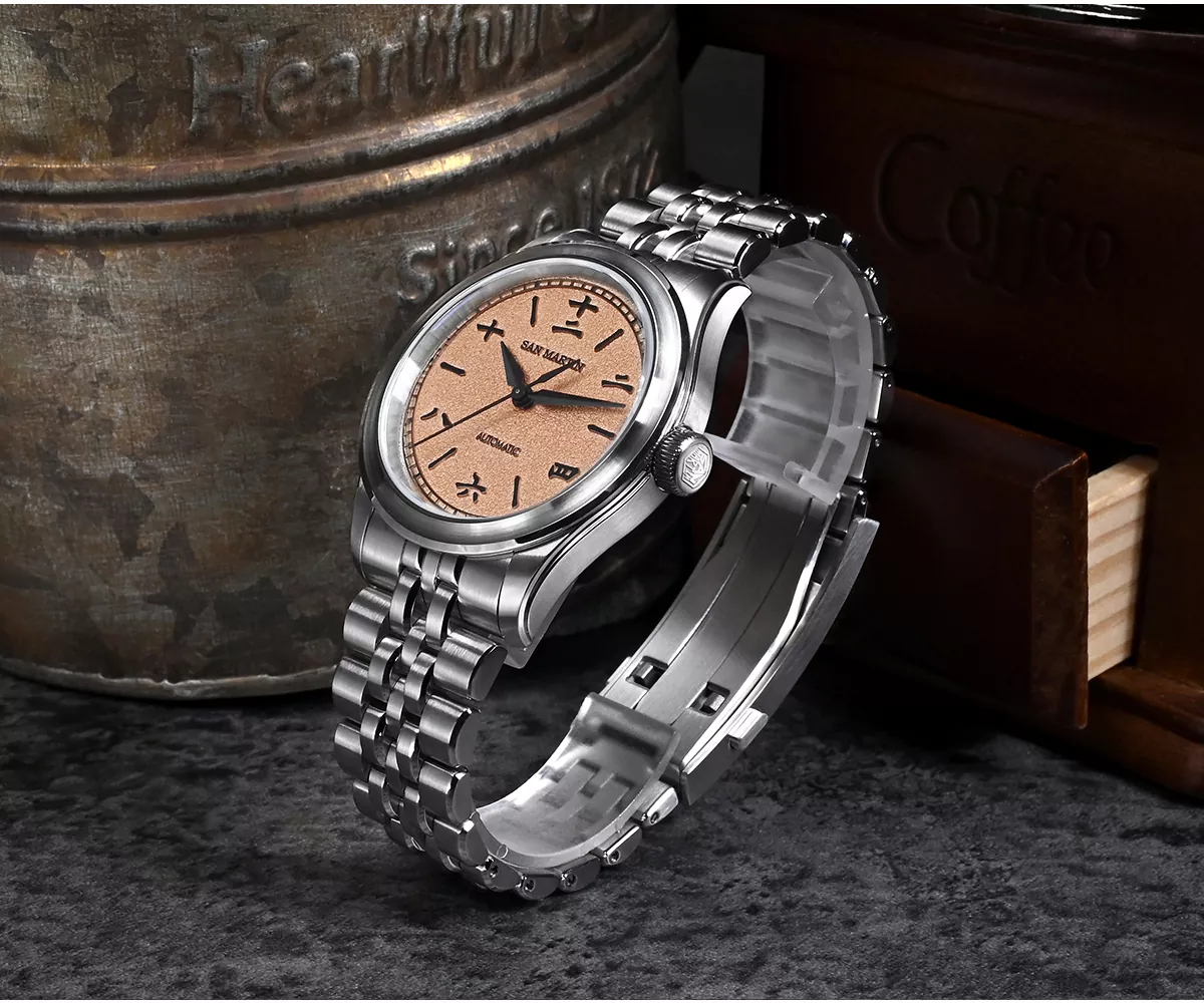 San Martin New SN0144-CG5 39mm Luxury Mens Business Dress Watch 90S5 Automatic Mechanical Waterproof 100m Luminous Spark Pattern Dial thumbnail 3