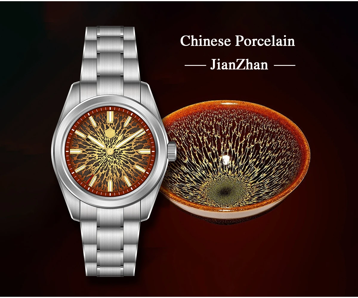 San Martin New SN0144-GX-5 39mm Luxury Mens Business Dress Watch 9015 Automatic Mechanical Waterproof 100m Luminous JIAN ZHAN Porcelain Pattern thumbnail 2