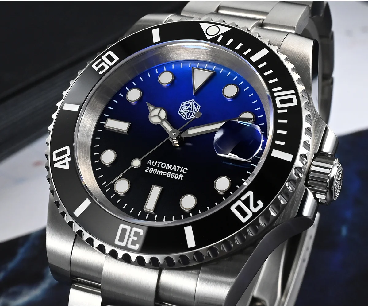 SAN MARTIN mechanical diving watch 200 meters waterproof SN017-G-MOP thumbnail 2