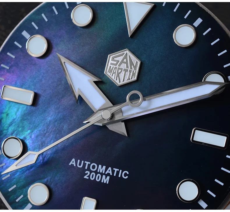 SAN MARTIN original style octopus with leather strap mechanical watch steel SN025-G thumbnail 3