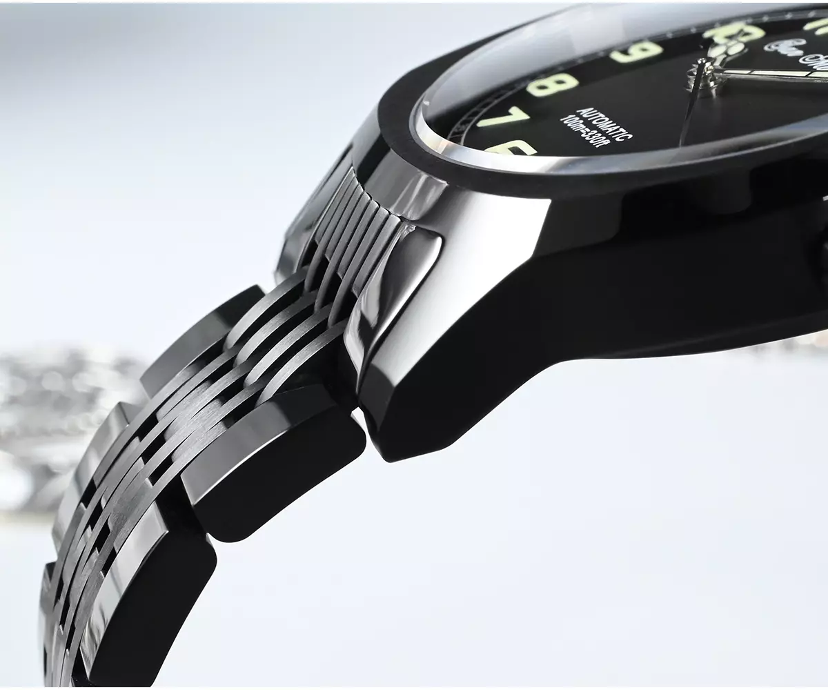 SAN MARTIN original 38mm mechanical watch 100 meters waterproof black plated PT5000 and SW200 movement SN026-G-AH thumbnail 3