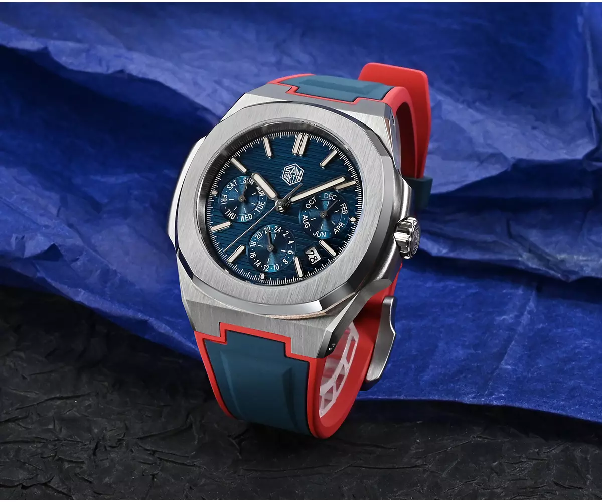 SAN MARTIN WATCHES New 43mm mechanical watch Multi-function 100 meters waterproof Miyota 9120 movement SN075-G-B thumbnail 3