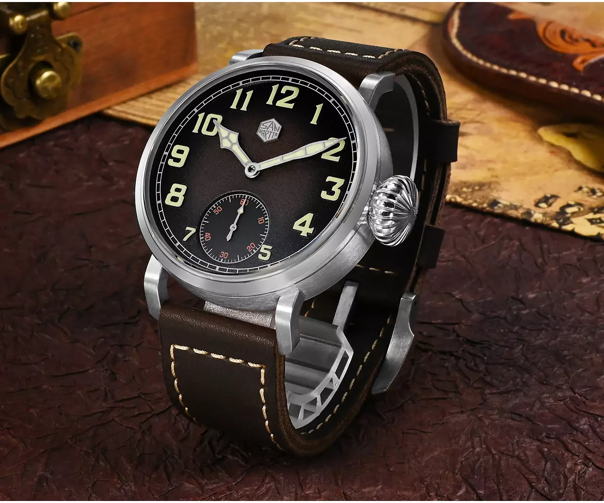 SAN MARTIN 44.5mm Pilot Men Watch Military Style Automatic Mechanical Watch with YN55A Movement SN095-G-DA thumbnail 2