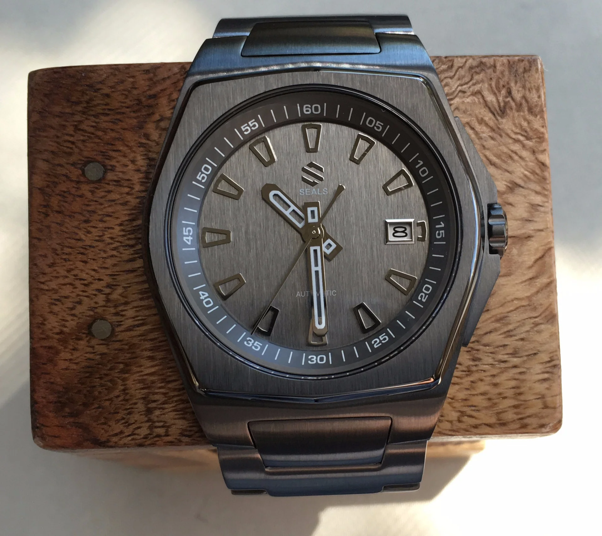 Slate PVD With Brushed Slate Dial on Steel Bracelet Automatic Watch thumbnail 2