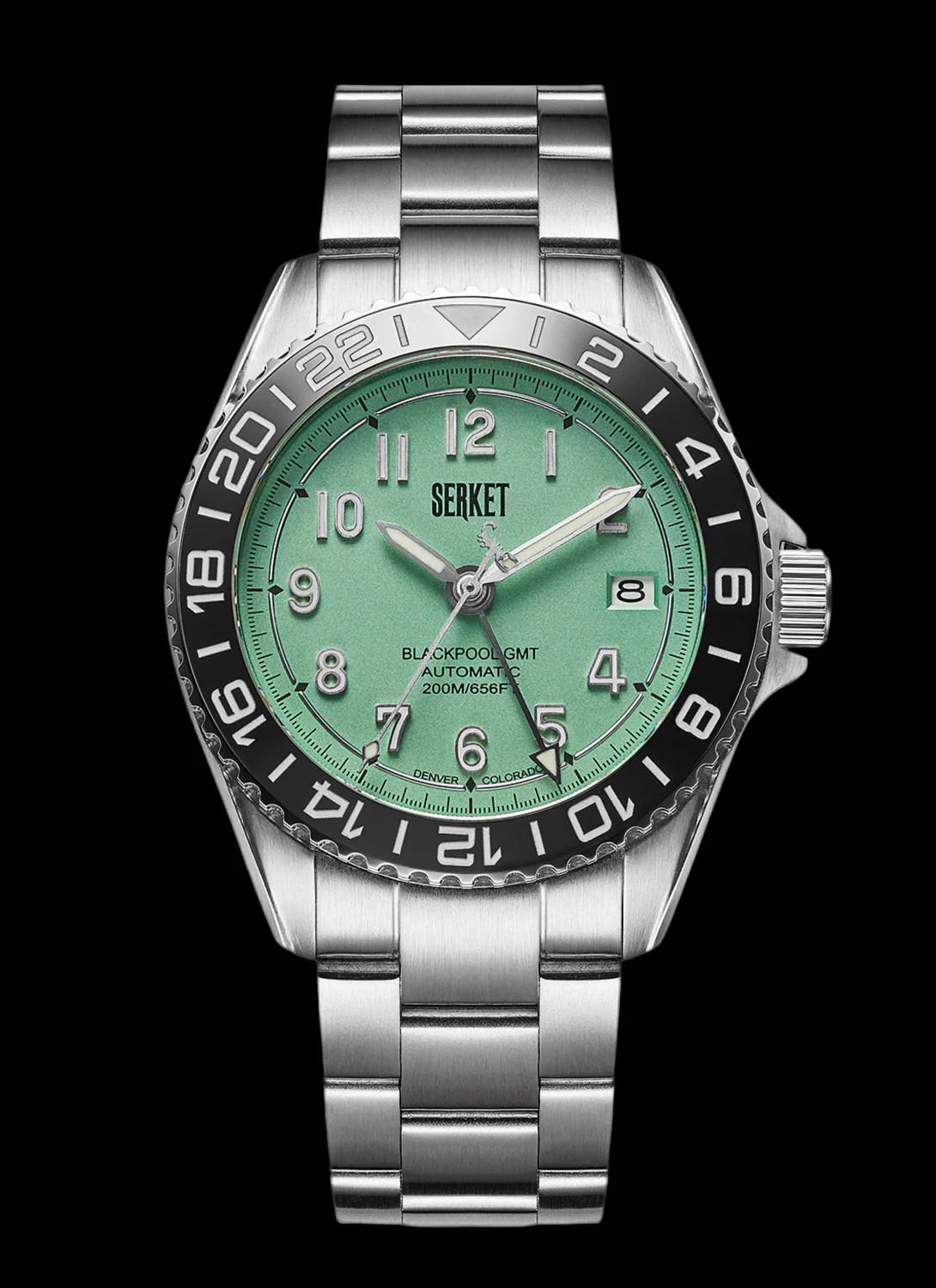 BLACKPOOL GMT AUTOMATIC Mint Green Steel 40MM thumbnail 2