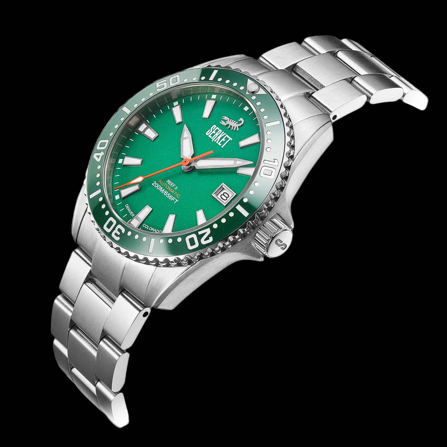 REEF X AUTOMATIC DIVER Emerald Green 43MM 3-Link Bracelet thumbnail 2