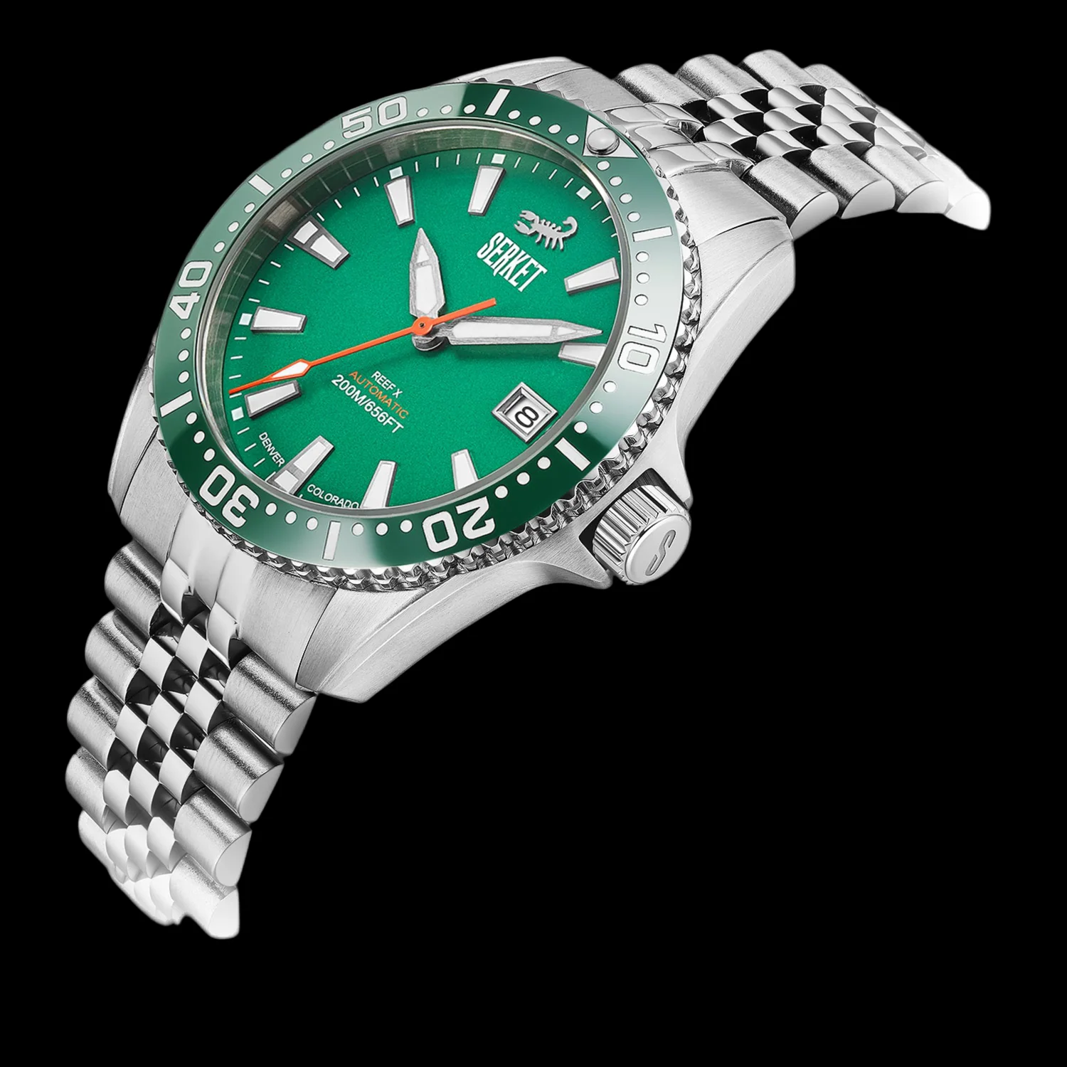 REEF X AUTOMATIC DIVER Emerald Green 43MM 5-Link Bracelet thumbnail 2