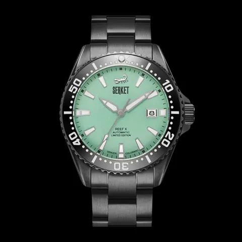 REEF X AUTOMATIC DIVER Mint Green Black DLC Limited Edition 43MM