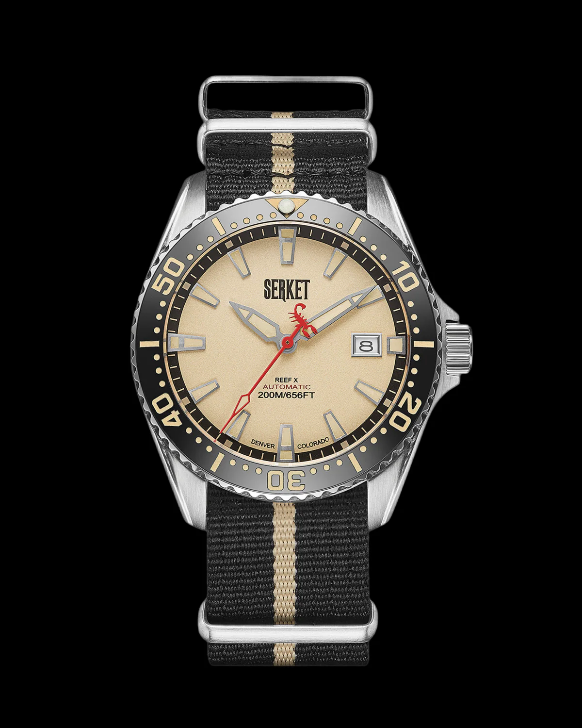 REEF X AUTOMATIC DIVER VINTAGE BEIGE STAINLESS STEEL 43MM thumbnail 2