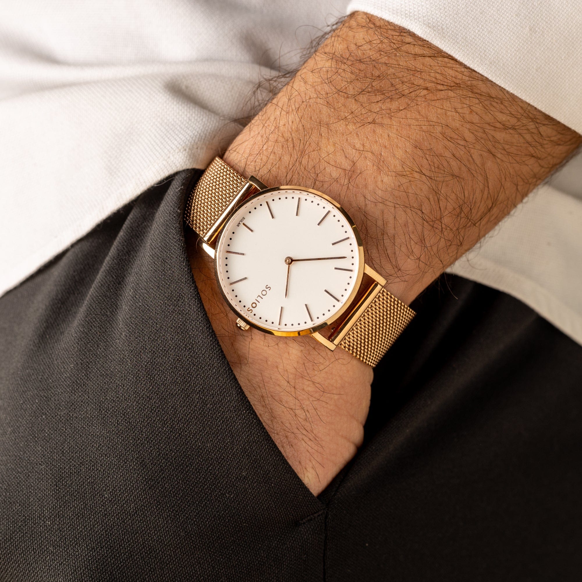 Watch Set - Solar Classic & Mini | White Dial - Rose Gold Case | Rose Gold Mesh thumbnail 4
