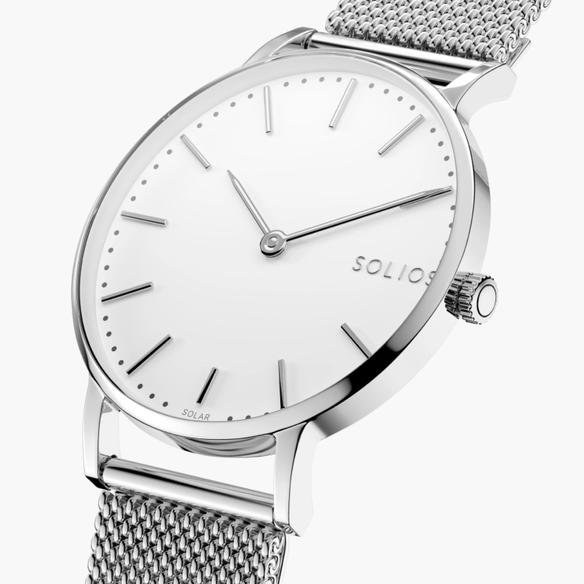 Watch Set - Solar Classic & Mini | White Dial - Silver Case | Silver Mesh thumbnail 4