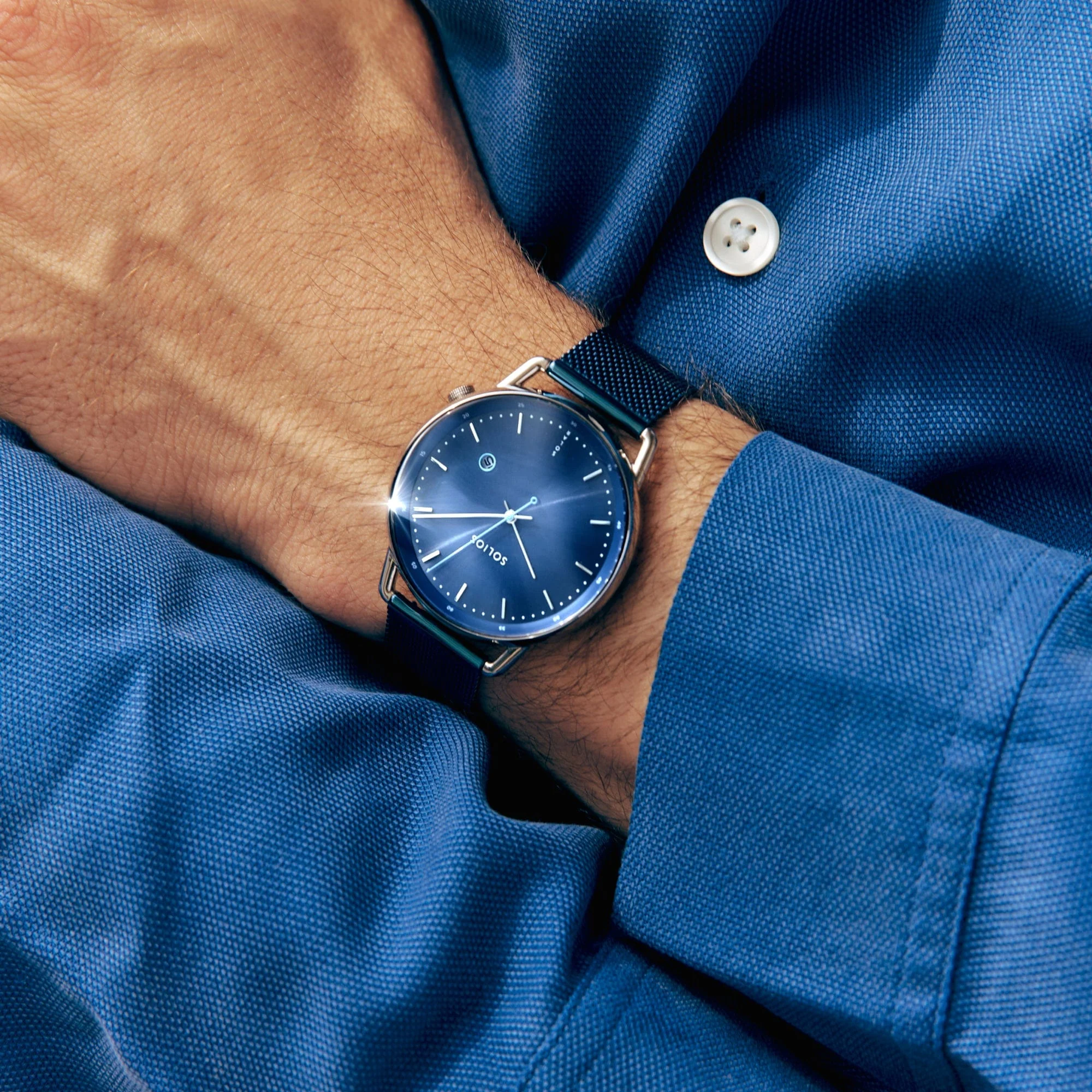 Watch Set - Solar Curve & Mini | Blue Dial - Silver Case | Silver Mesh thumbnail 3