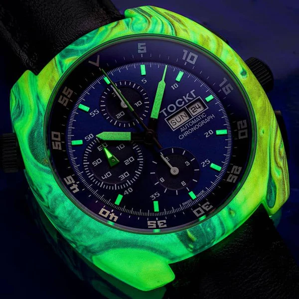 Chronograph - Hydro Dipped - Tie-Dye Lume - Leather - 45mm - Automatic thumbnail 2