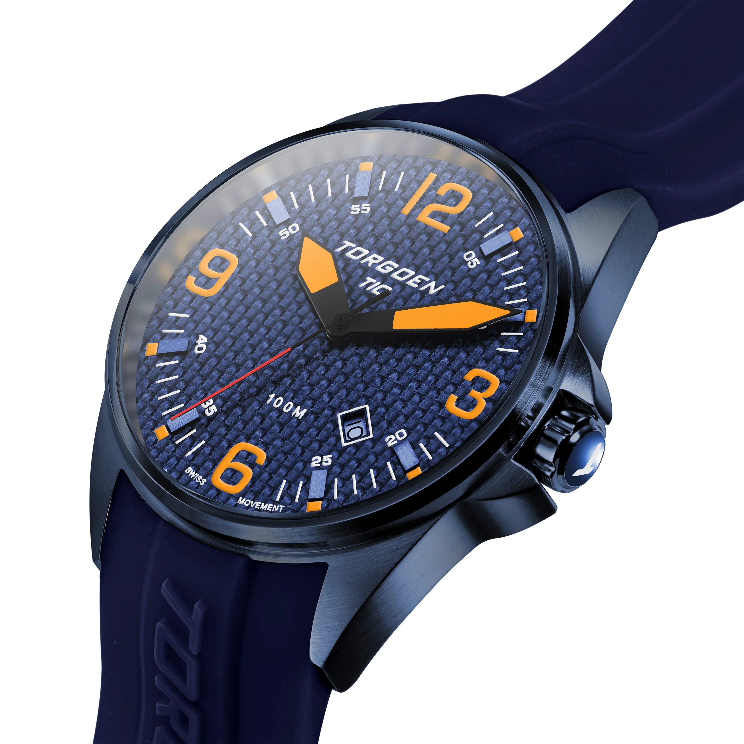 T10 Kingfisher Carbon Sapphire | 44mm, Blue Silicone Strap thumbnail 3