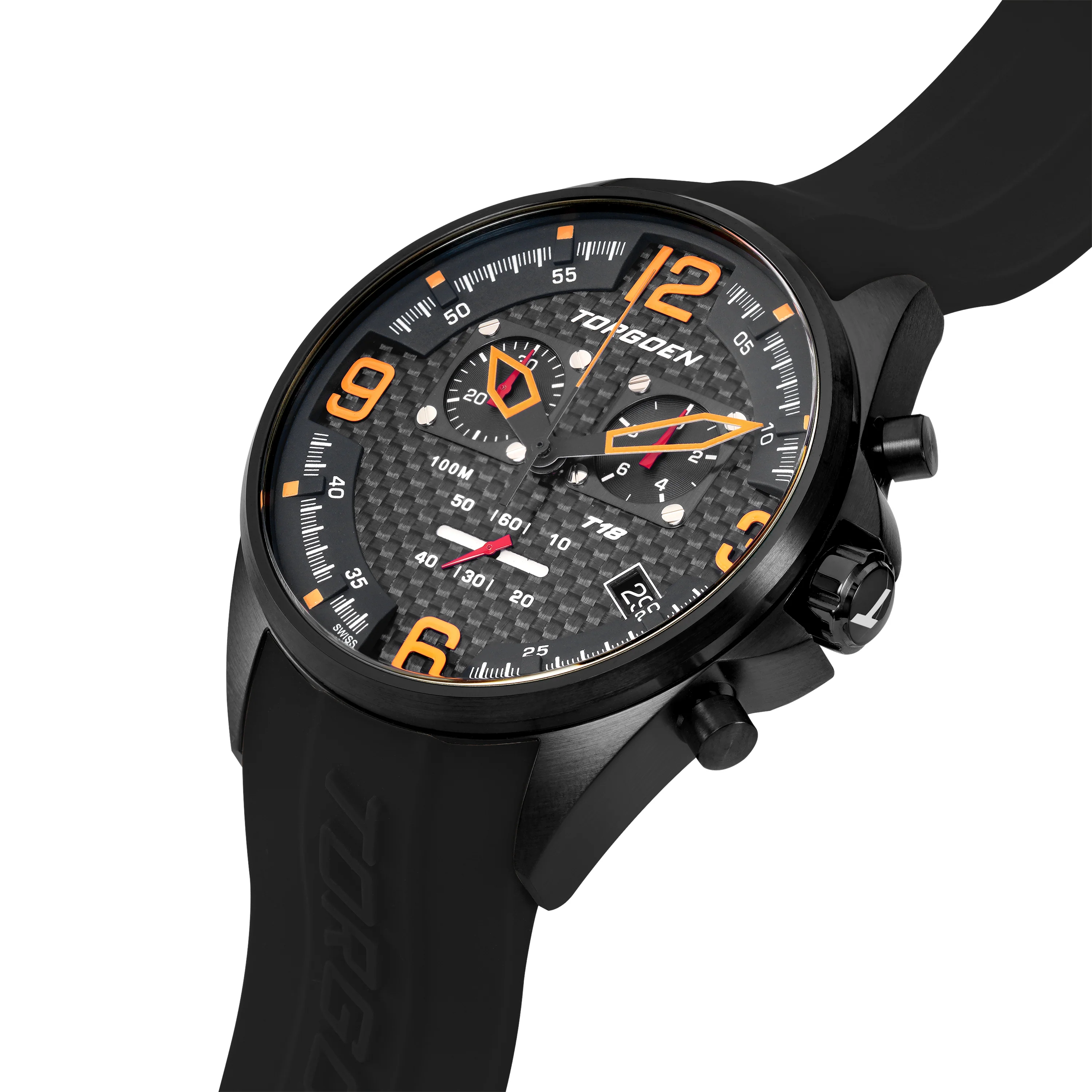 T18 Carbon Fiber | 45mm, Black Silicone Strap thumbnail 3