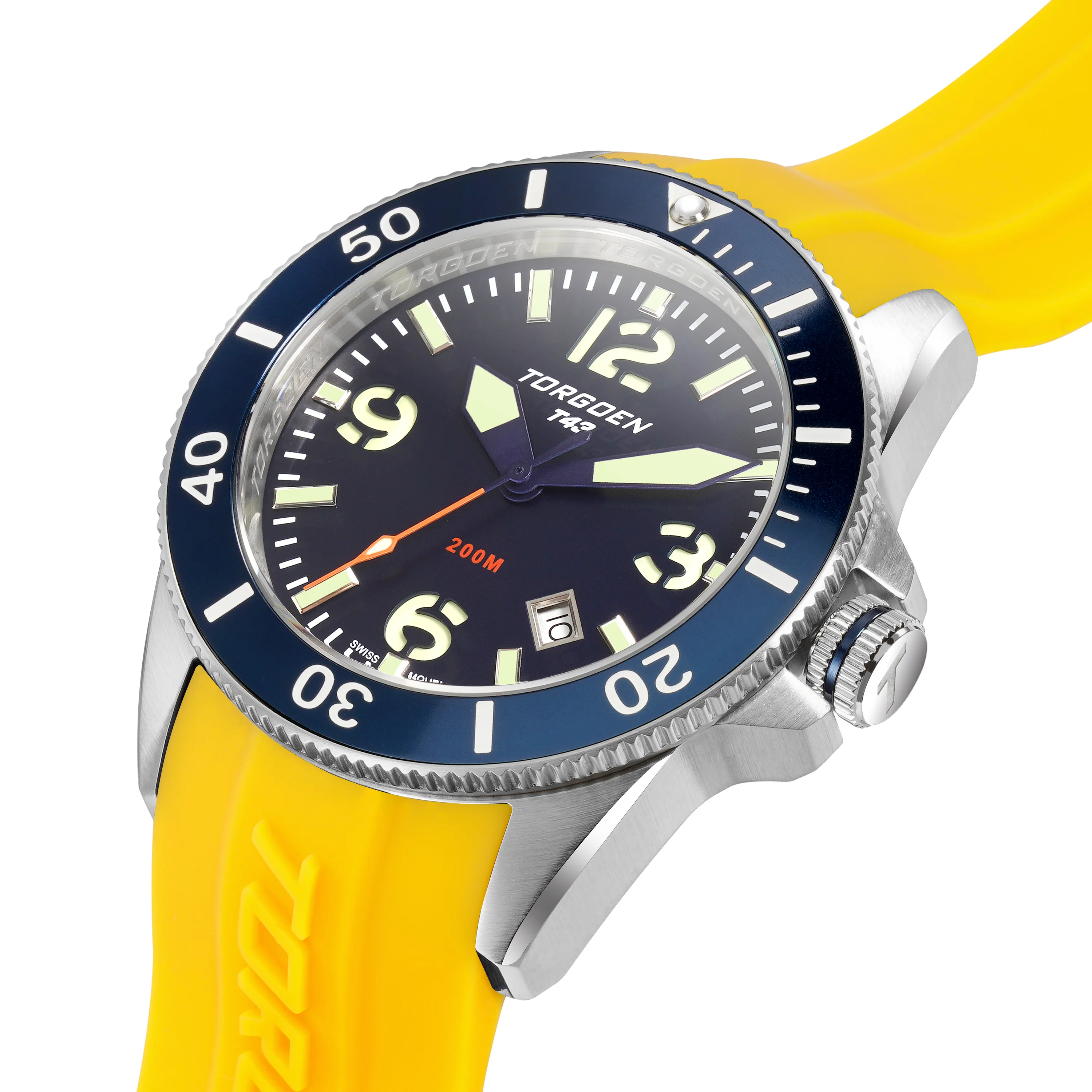 T43 Navy/Yellow Diver Sapphire | 44mm, Yellow Silicone Strap thumbnail 3