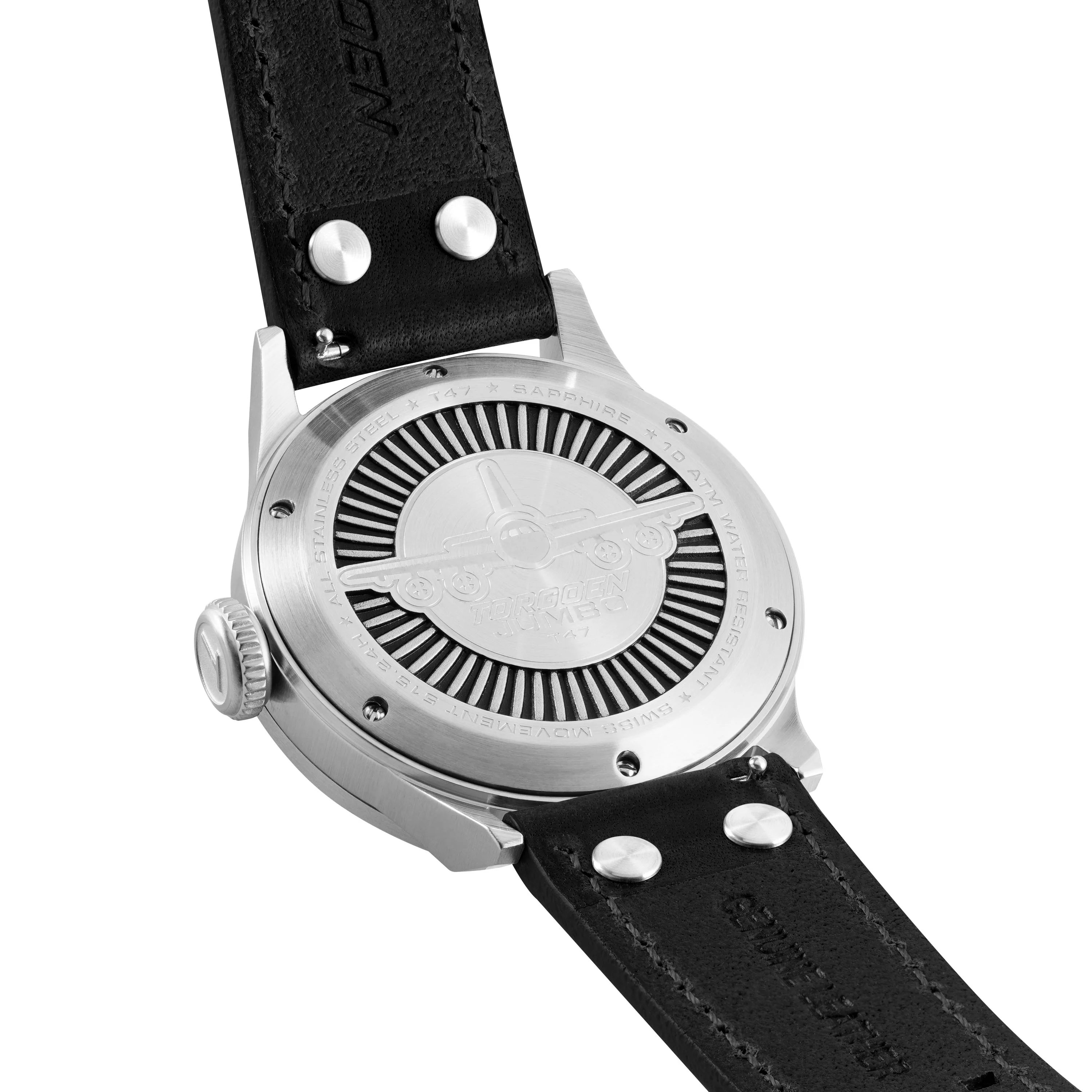 T47 Jumbo Black Sapphire GMT | 47mm, Black Leather Strap thumbnail 2