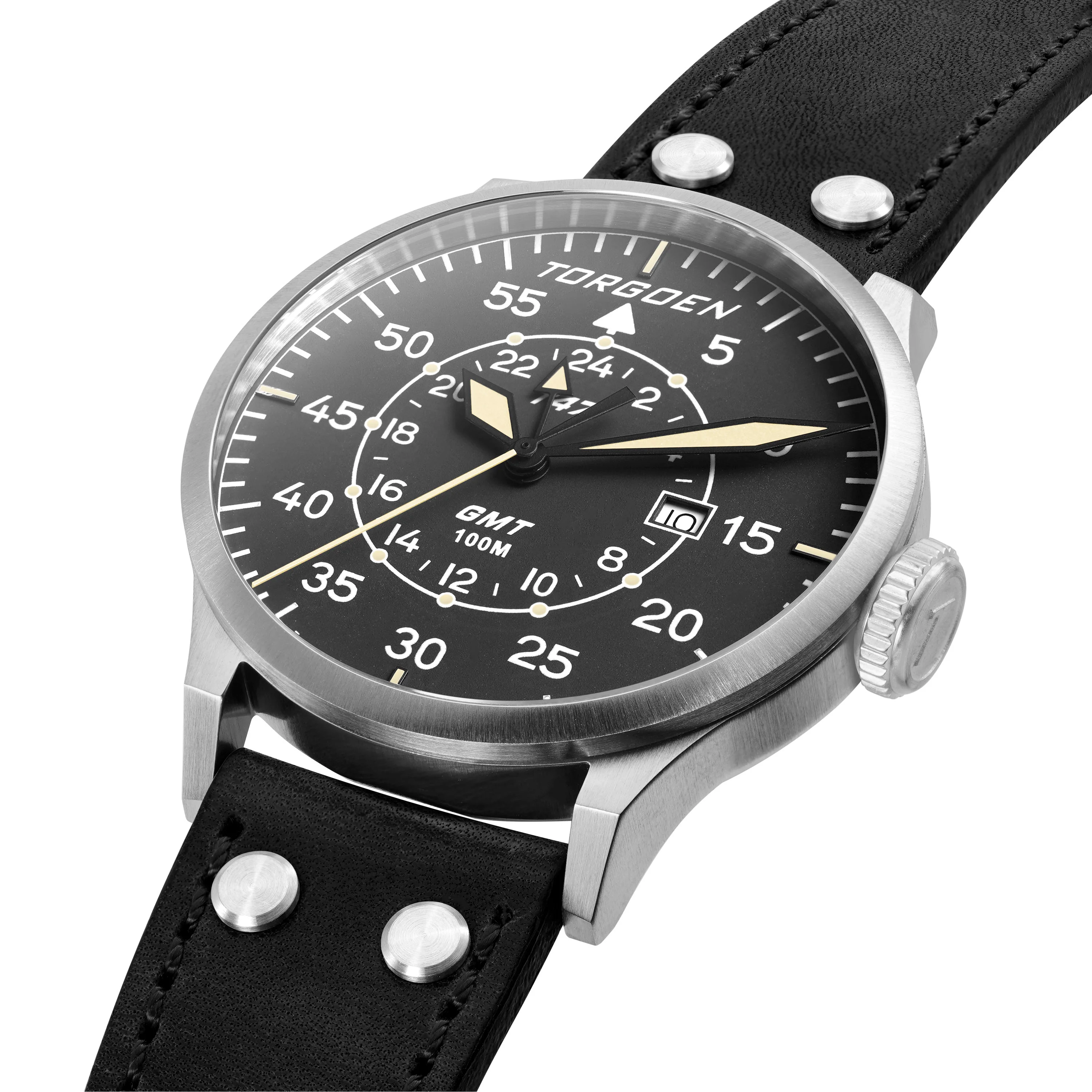T47 Jumbo Black Sapphire GMT | 47mm, Black Leather Strap thumbnail 3