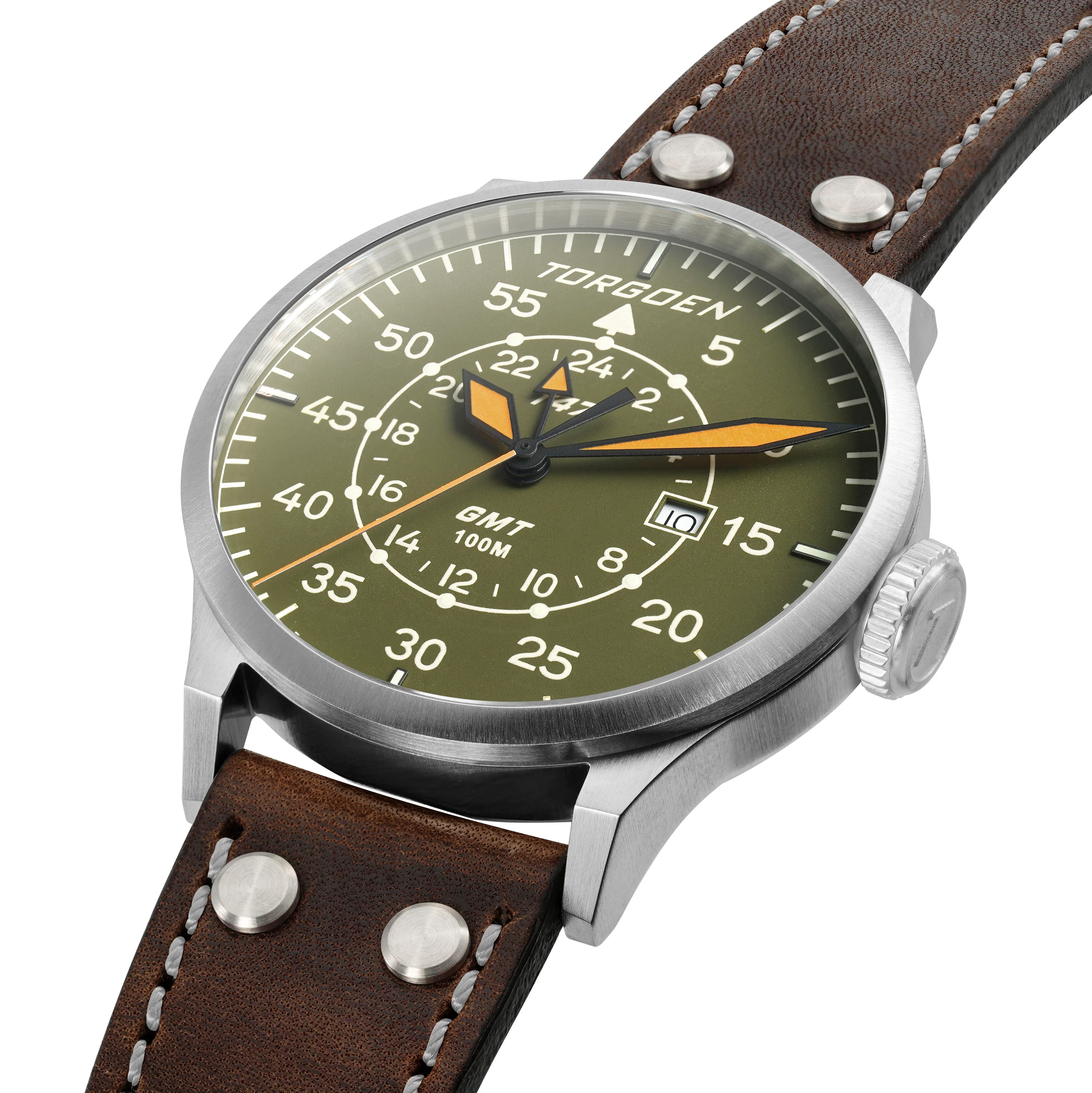 T47 Jumbo Green Sapphire GMT | 47mm, Brown Leather Strap thumbnail 3