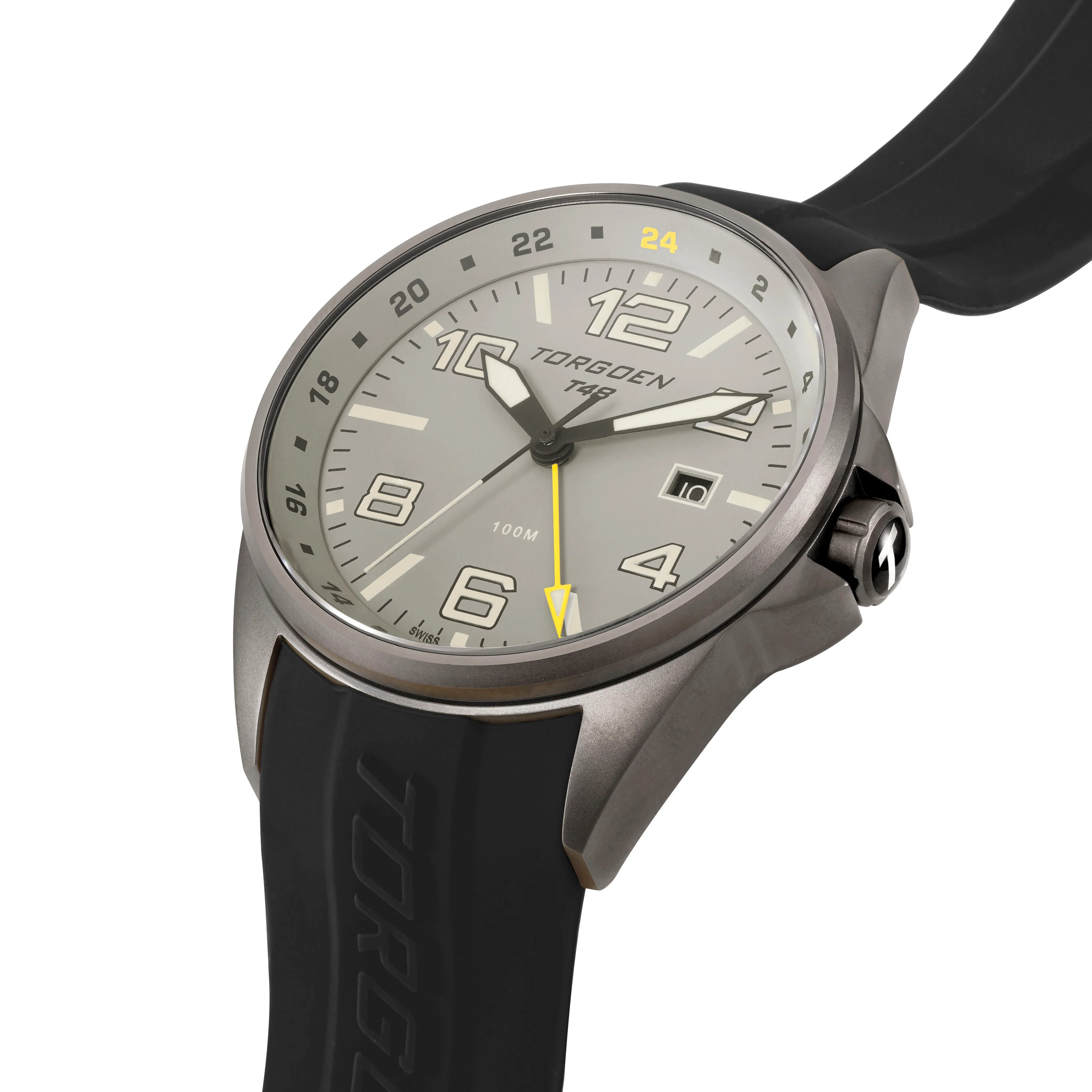 T48 GMT Heron | 44mm, Black Silicone Strap thumbnail 3