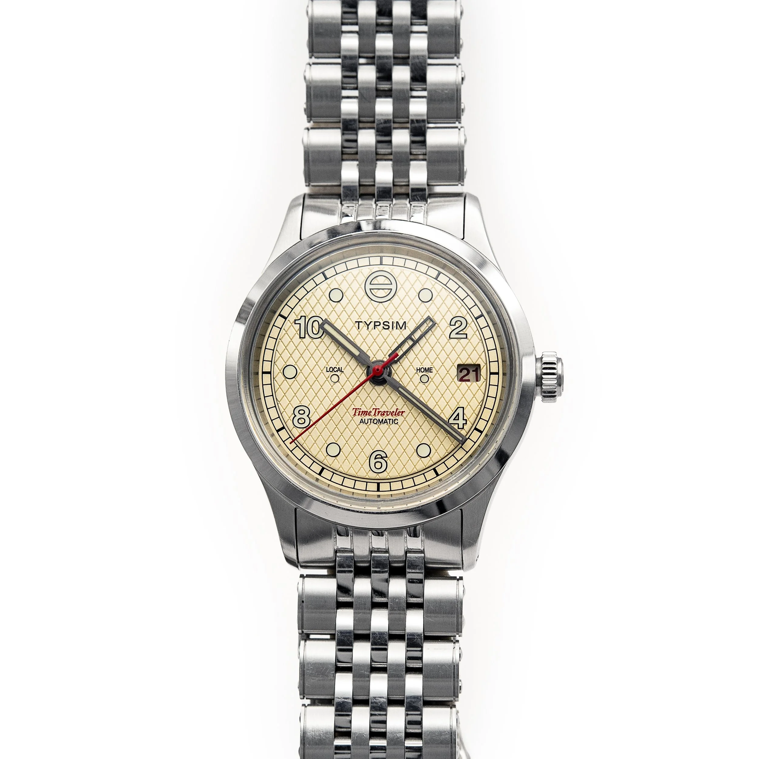 Typsim TimeTraveler, a dual time travel watch featuring date function